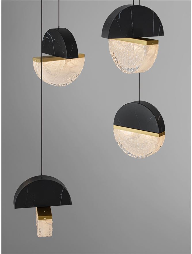 DOR Faux Black Marble & Cloud Glass 8 Light Oval Pendant - ID 14155