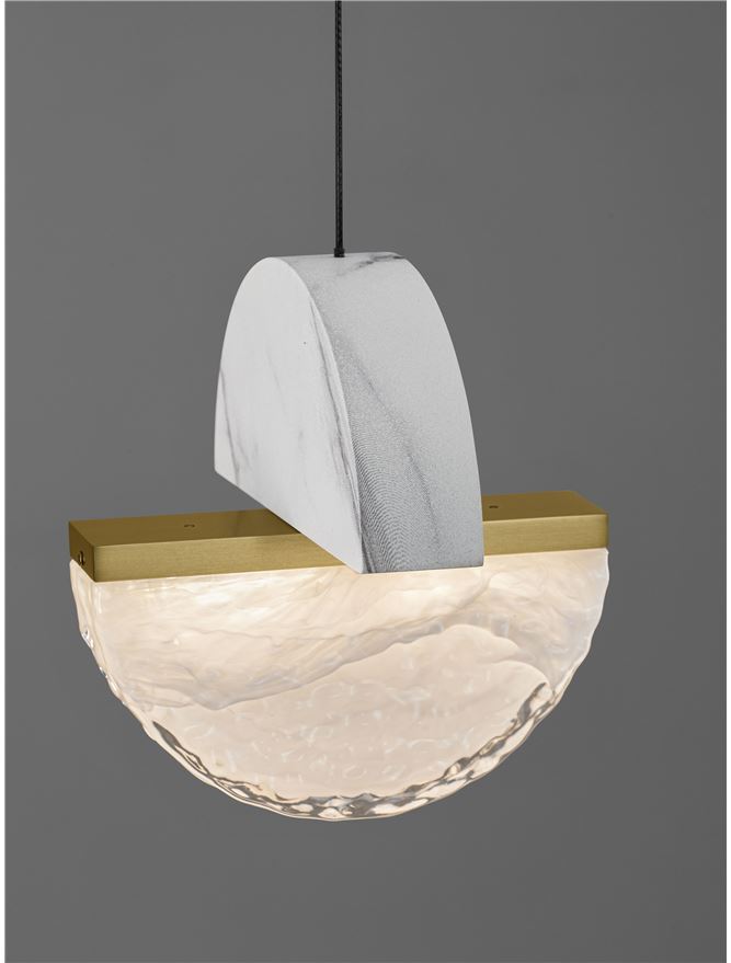DOR Faux White Marble & Cloud Glass Pendant - ID 14144