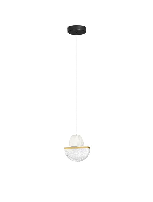 DOR Faux White Marble & Cloud Glass Pendant - ID 14144