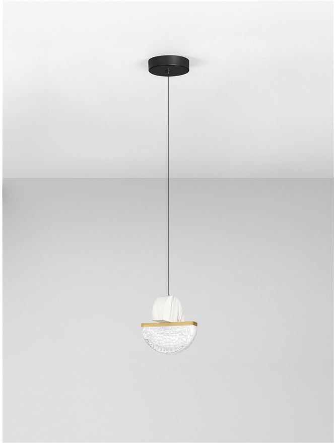 DOR Faux White Marble & Cloud Glass Pendant - ID 14144