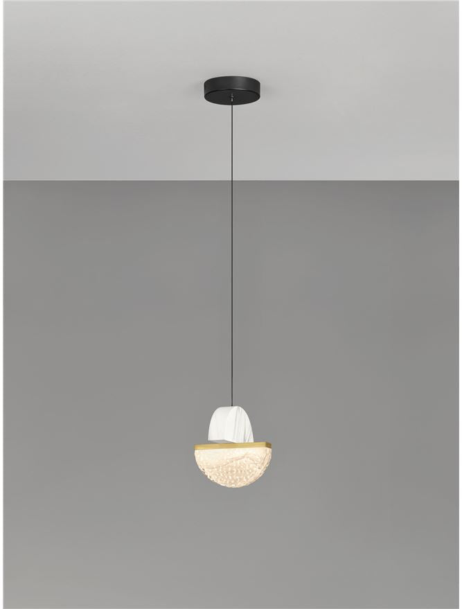 DOR Faux White Marble & Cloud Glass Pendant - ID 14144
