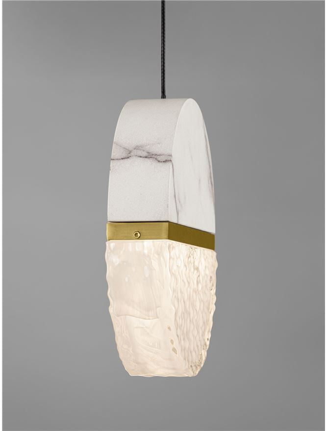 DOR Faux White Marble & Cloud Glass Pendant - ID 14144
