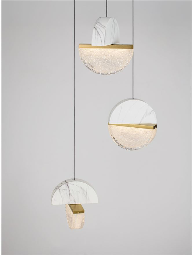 DOR Faux White Marble & Cloud Glass 3 Light Multi Pendant - ID 14148