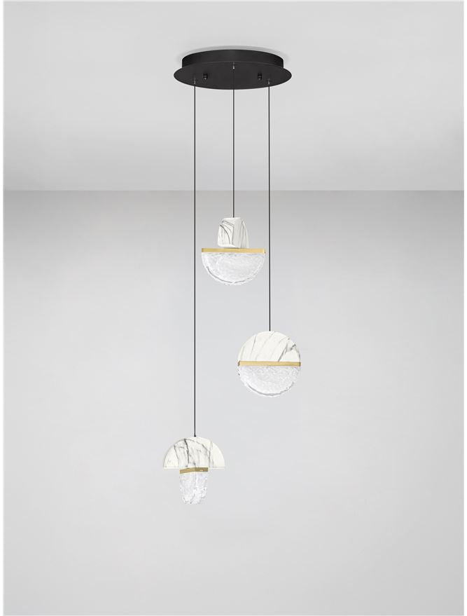 DOR Faux White Marble & Cloud Glass 3 Light Multi Pendant - ID 14148