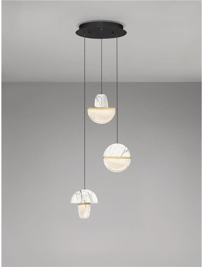 DOR Faux White Marble & Cloud Glass 3 Light Multi Pendant - ID 14148
