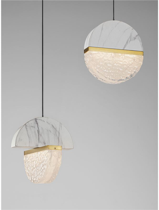 DOR Faux White Marble & Cloud Glass 3 Light Multi Pendant - ID 14148
