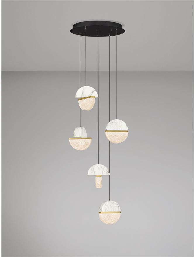 DOR Faux White Marble & Cloud Glass 5 Light Multi Pendant - ID 14150