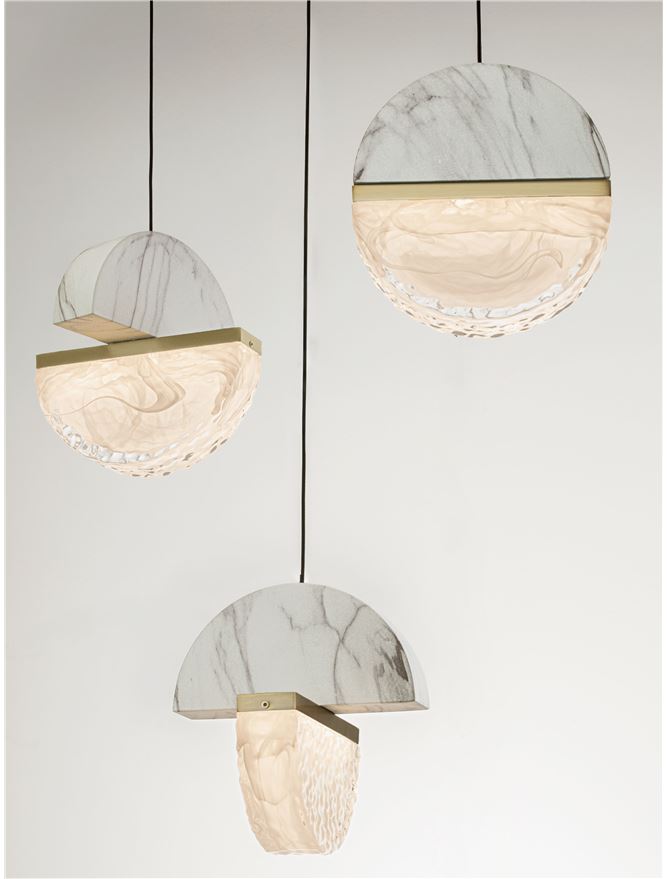 DOR Faux White Marble & Cloud Glass 5 Light Multi Pendant - ID 14150