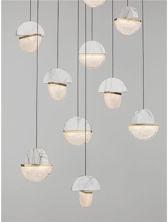 DOR Faux White Marble & Cloud Glass 13 Light Multi Pendant - ID 14154