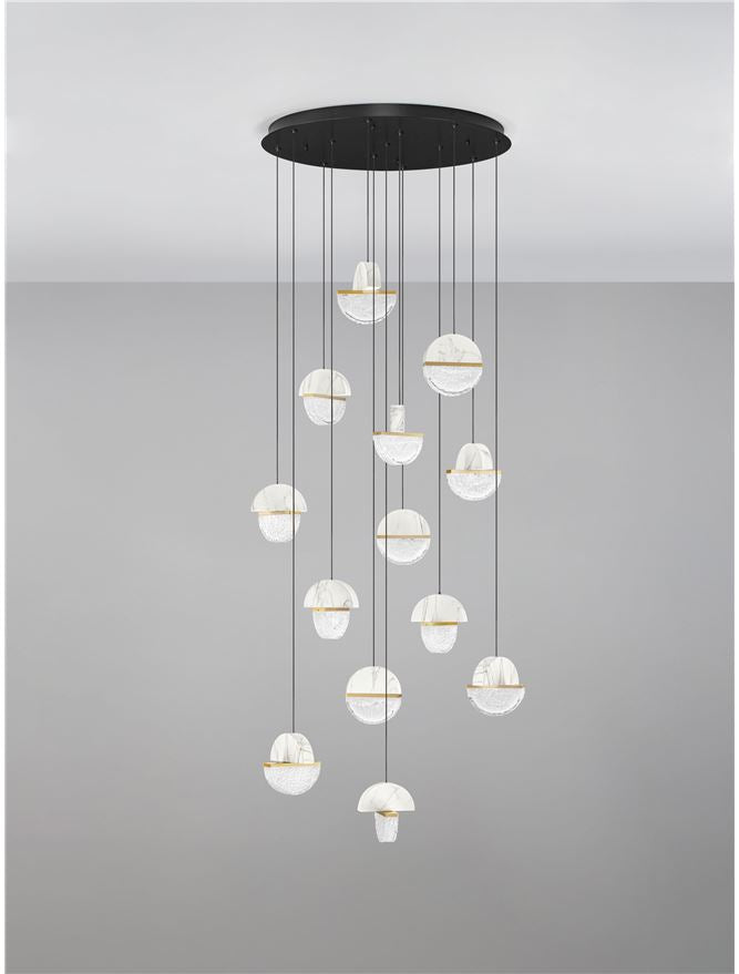 DOR Faux White Marble & Cloud Glass 13 Light Multi Pendant - ID 14154