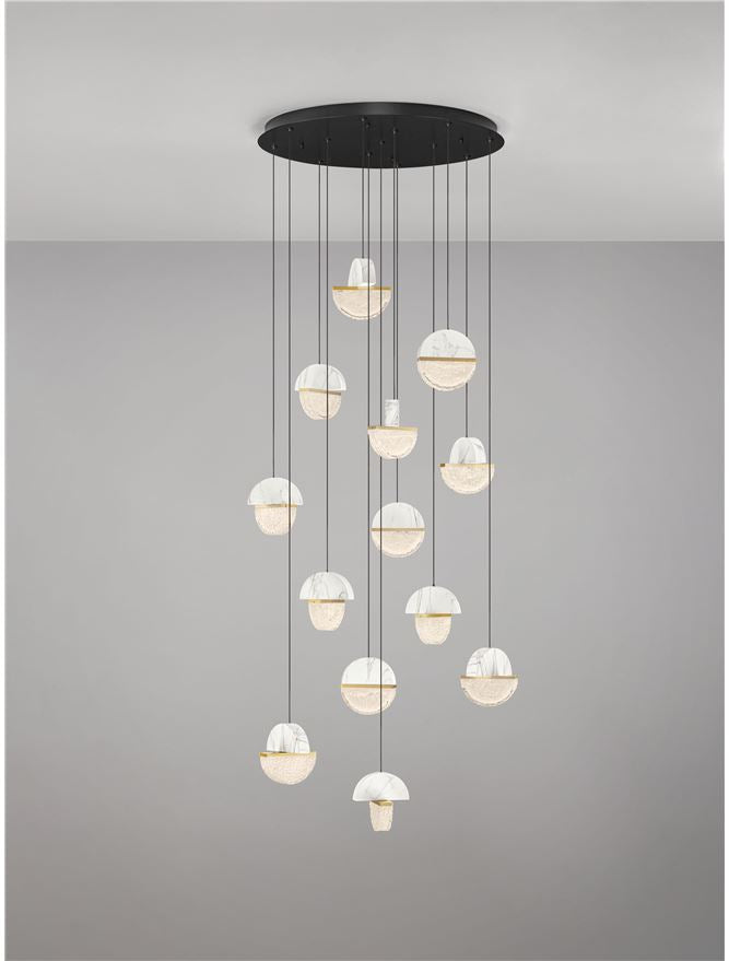 DOR Faux White Marble & Cloud Glass 13 Light Multi Pendant - ID 14154