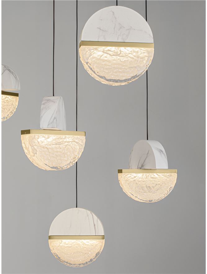 DOR Faux White Marble & Cloud Glass 13 Light Multi Pendant - ID 14154