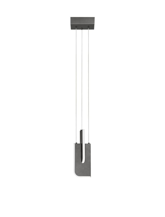 TOT Small Silver Grey Metal & Acrylic LED Lit Edge Pendant - ID 14474