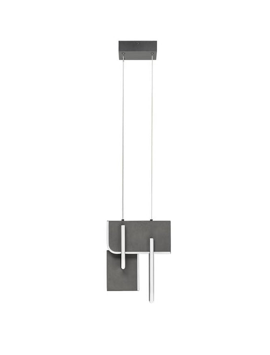 TOT Large Silver Grey Metal & Acrylic LED Lit Edge Pendant - ID 14476