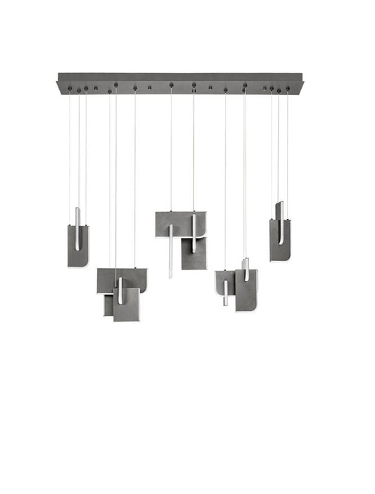 TOT Large Silver Grey Metal & Acrylic LED Lit Edge Linear Pendant - ID 14478