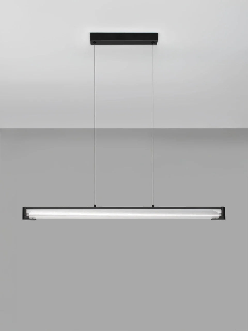 EME Black Metal and Single Ribbed Glass Modern Linear Pendant - ID 14935