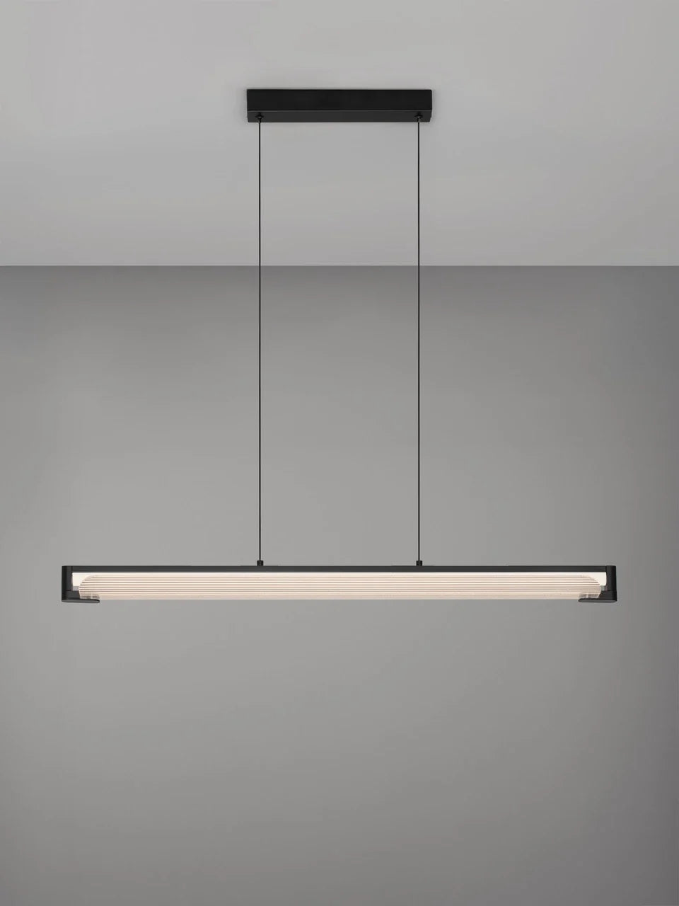 EME Black Metal and Single Ribbed Glass Modern Linear Pendant - ID 14935