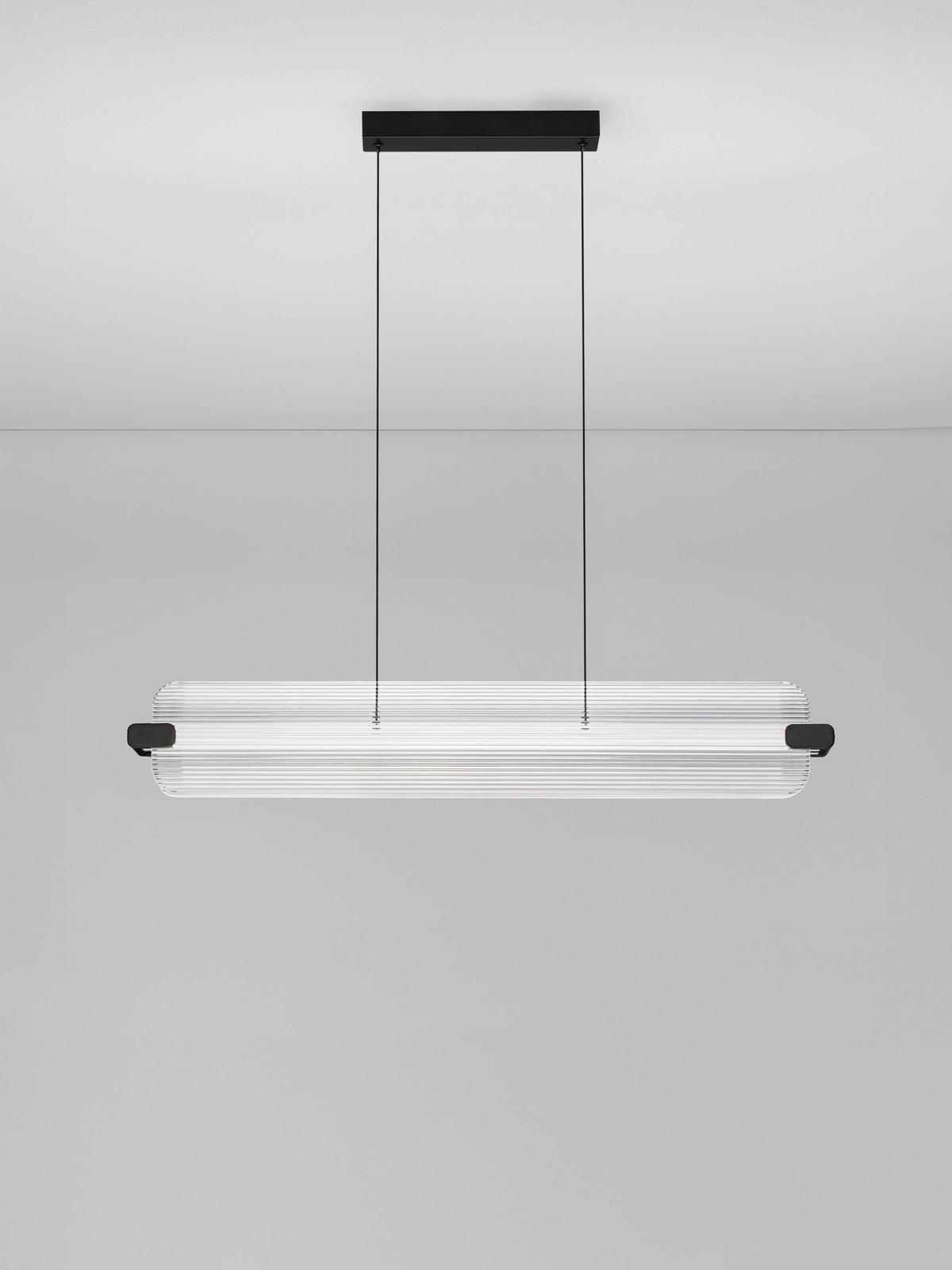 EME Black Metal and Twin Ribbed Glass Modern Linear Pendant - ID 14936