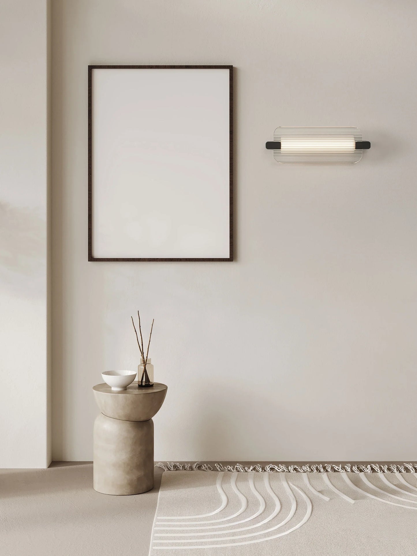 EME Black Metal and Ribbed Glass Modern Wall Light - ID 14937