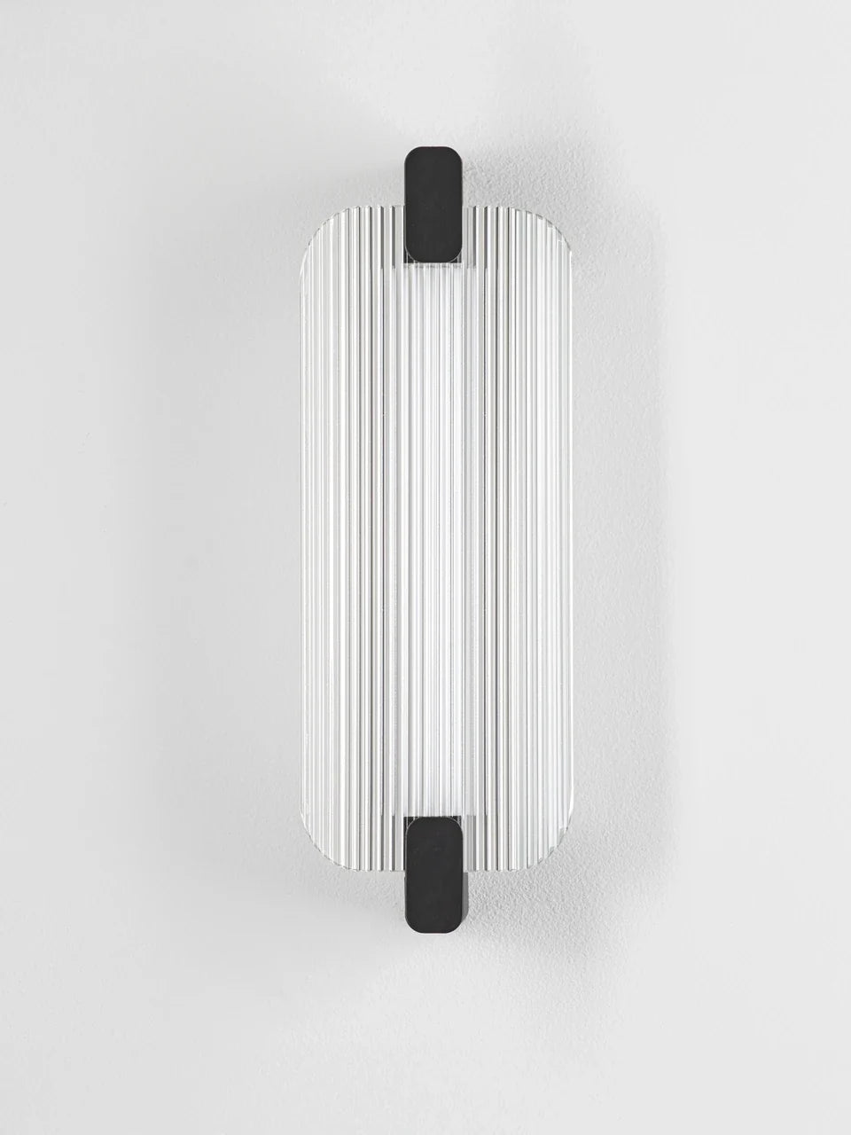 EME Black Metal and Ribbed Glass Modern Wall Light - ID 14937