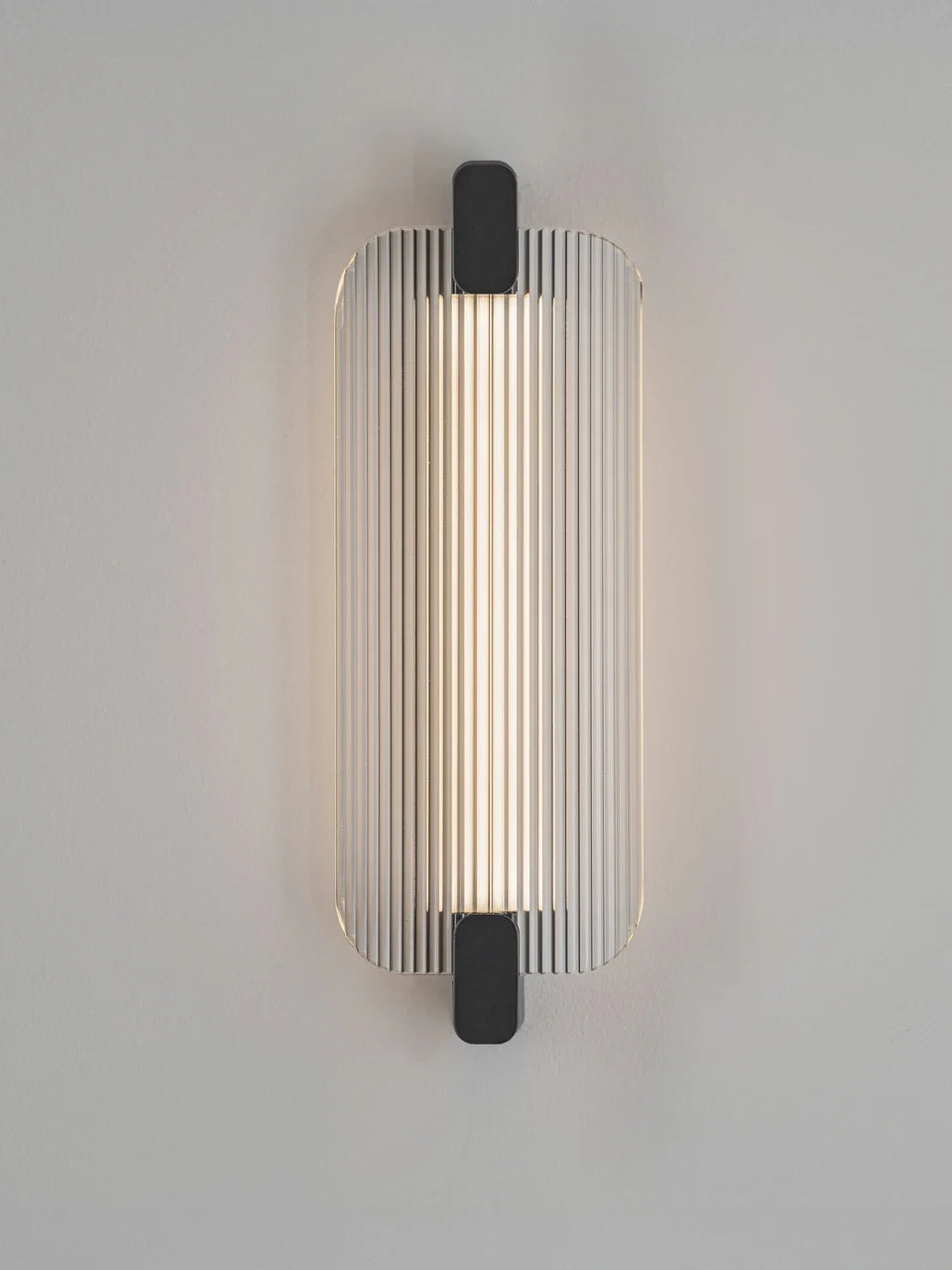 EME Black Metal and Ribbed Glass Modern Wall Light - ID 14937