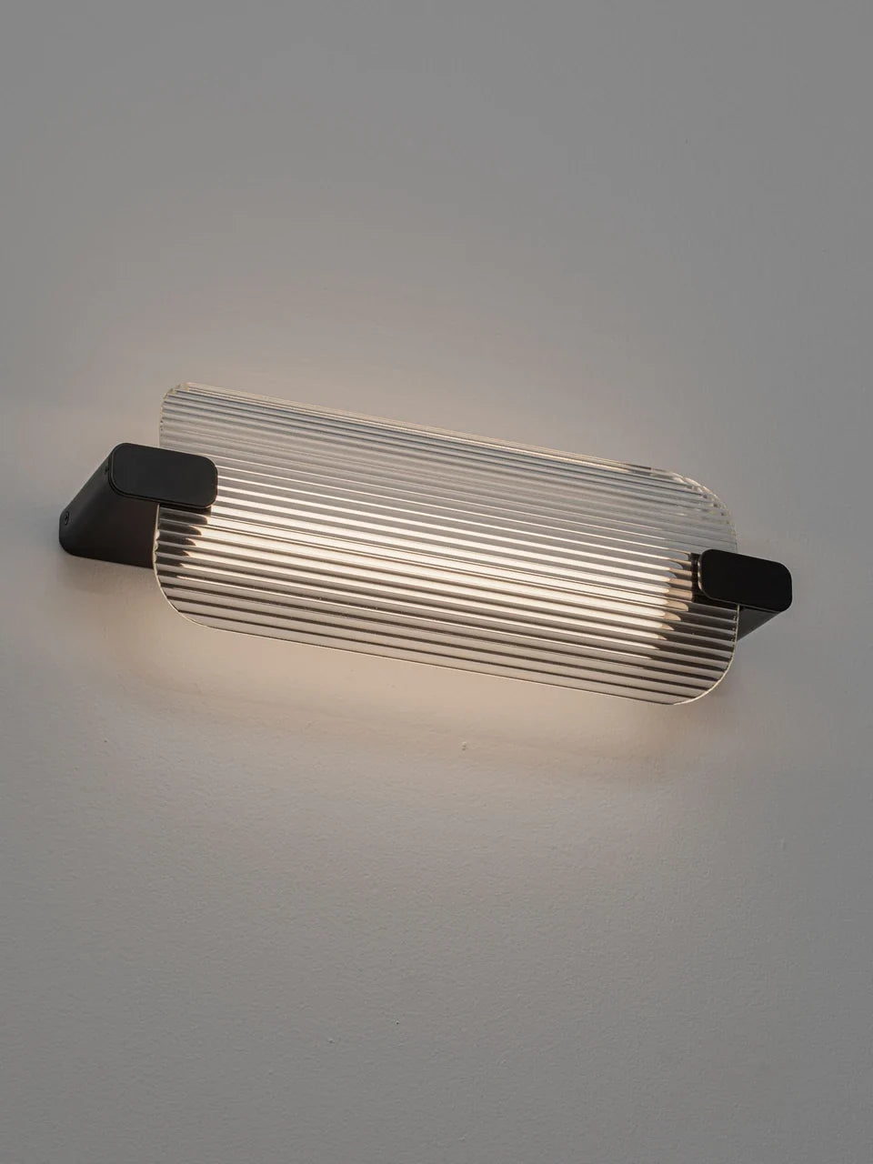 EME Black Metal and Ribbed Glass Modern Wall Light - ID 14937