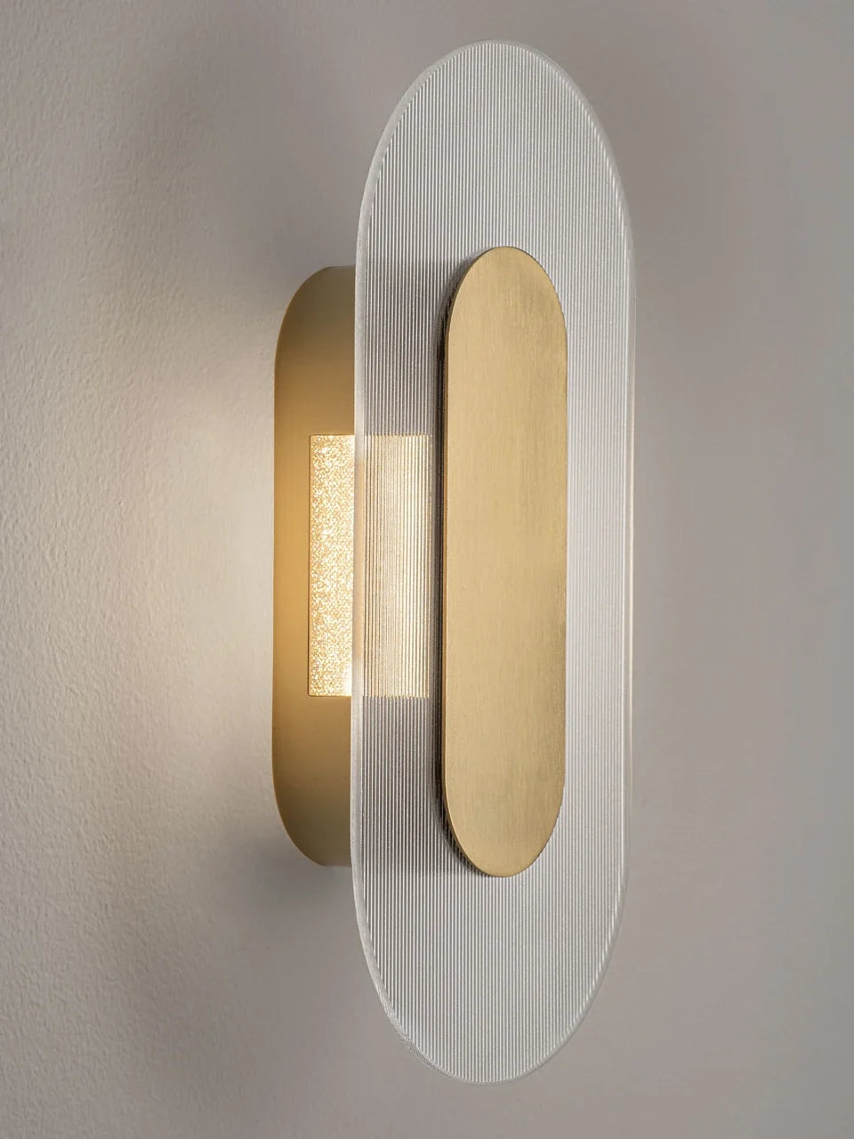 RIO Small Gold & Textured Clear Glass LED Linear Wall Light - ID 15025