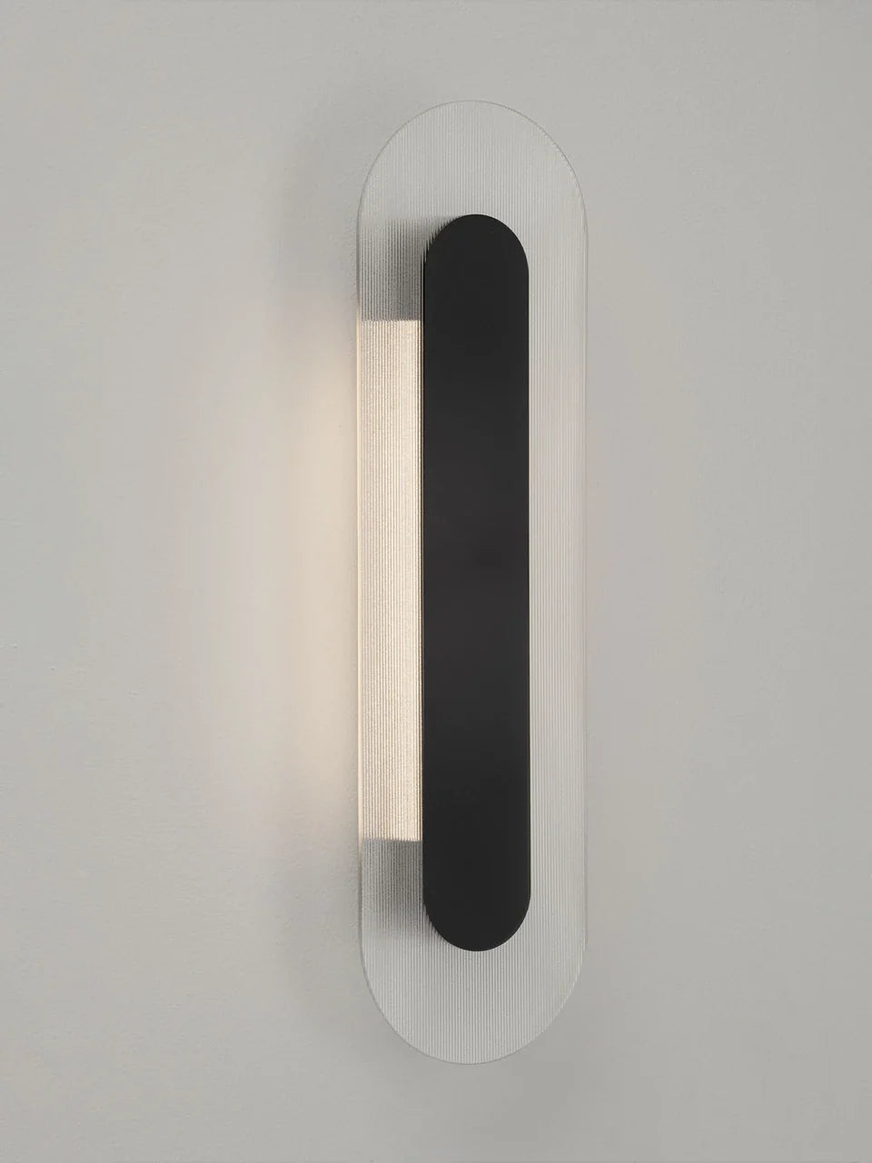 RIO Medium Matt Black & Textured Clear Glass LED Linear Wall Light - ID 15028