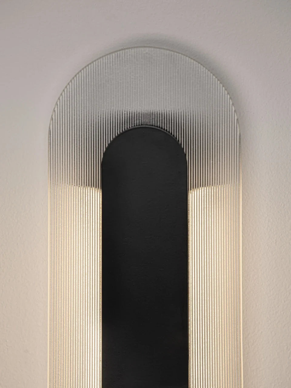 RIO Medium Matt Black & Textured Clear Glass LED Linear Wall Light - ID 15028