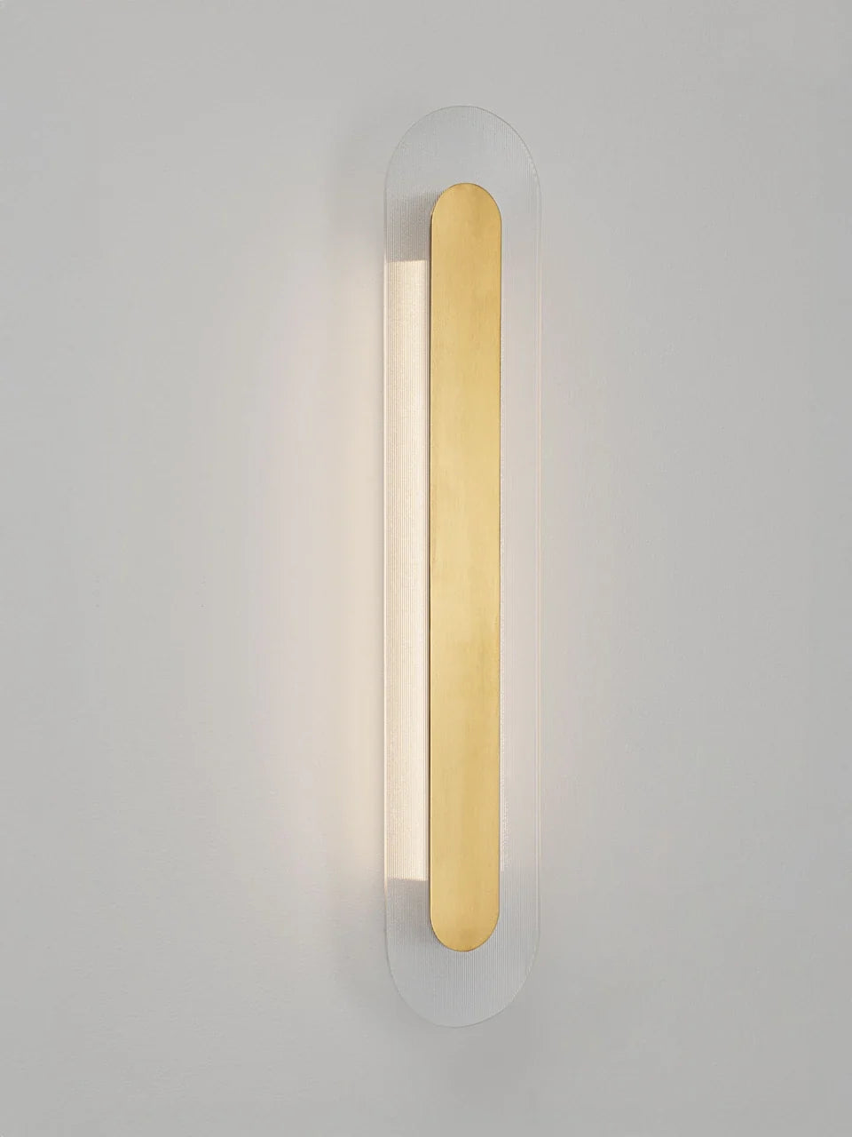RIO Large Gold & Textured Clear Glass LED Linear Wall Light - ID 15029