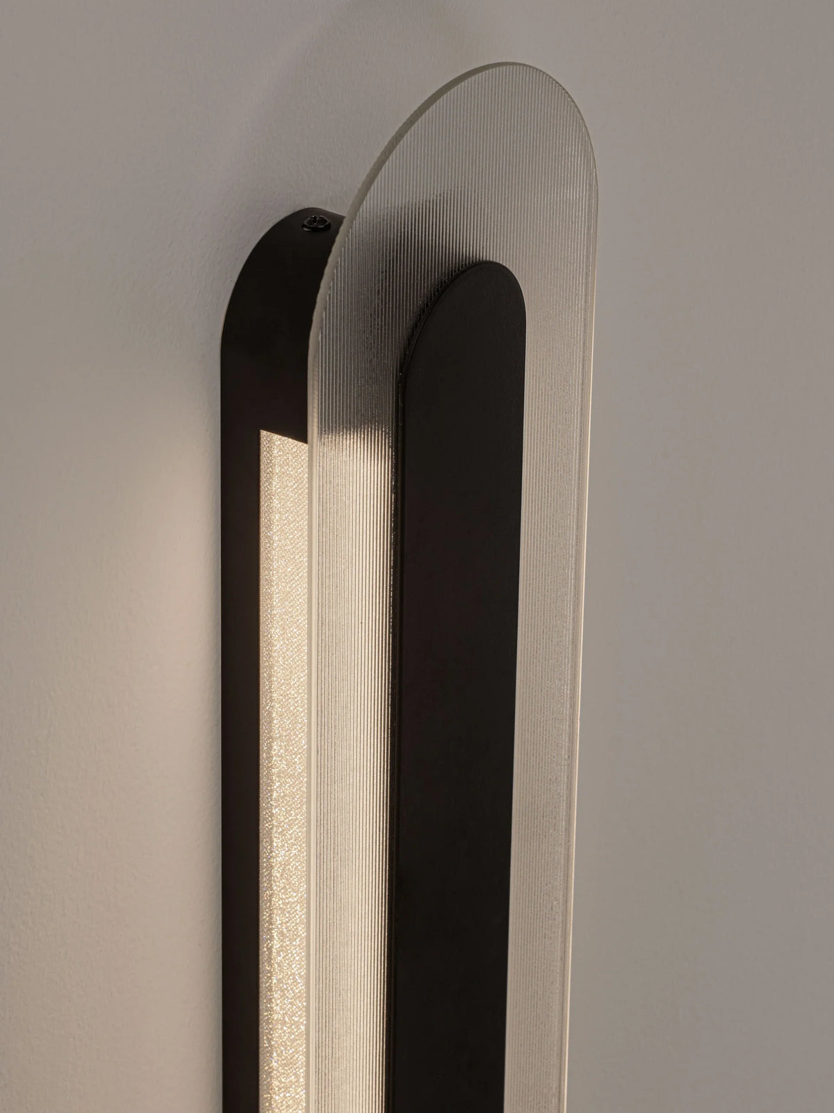 RIO Large Matt Black & Textured Clear Glass LED Linear Wall Light - ID 15030