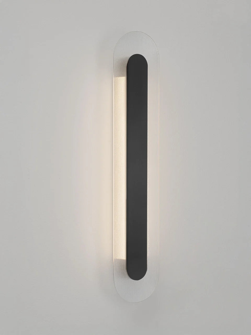 RIO Large Matt Black & Textured Clear Glass LED Linear Wall Light - ID 15030