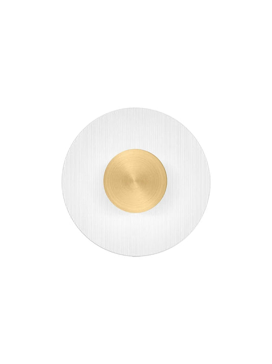 RIO Small Gold & Textured Clear Glass LED Round Wall Light - ID 15031