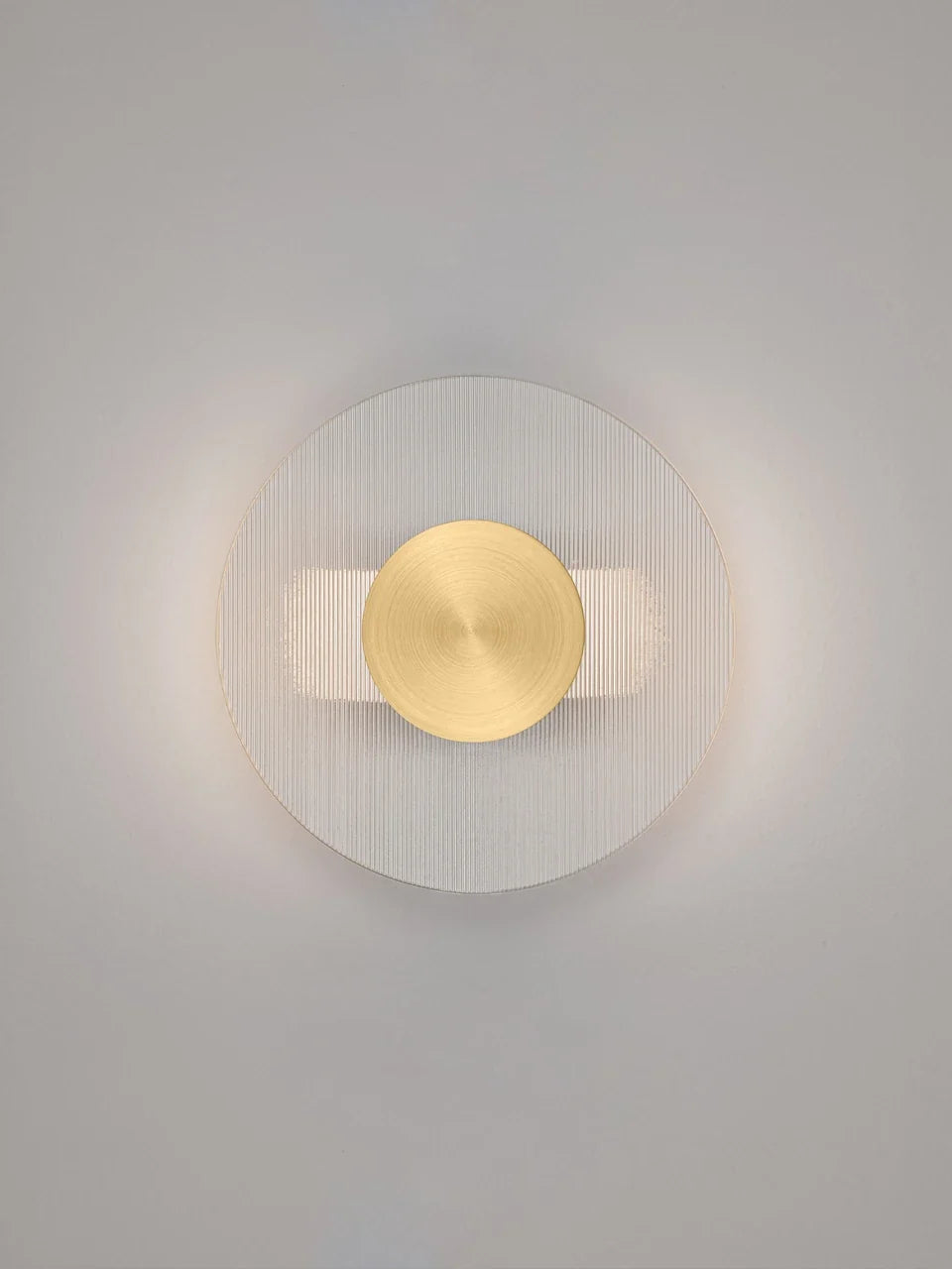 RIO Small Gold & Textured Clear Glass LED Round Wall Light - ID 15031