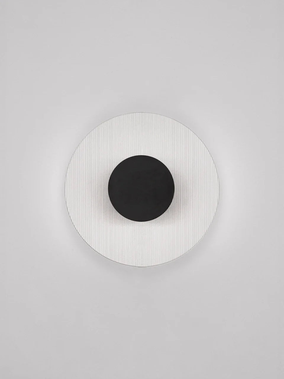 RIO Small Matt Black & Textured Clear Glass LED Round Wall Light - ID 15032