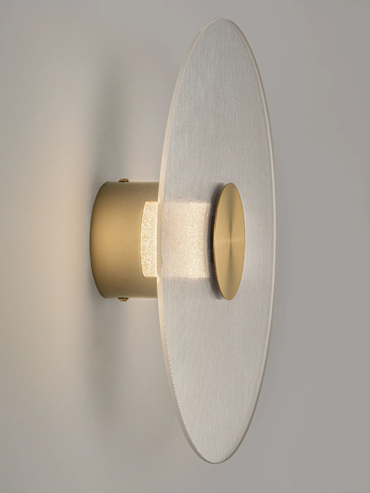 RIO Large Gold & Textured Clear Glass LED Round Wall Light - ID 15033