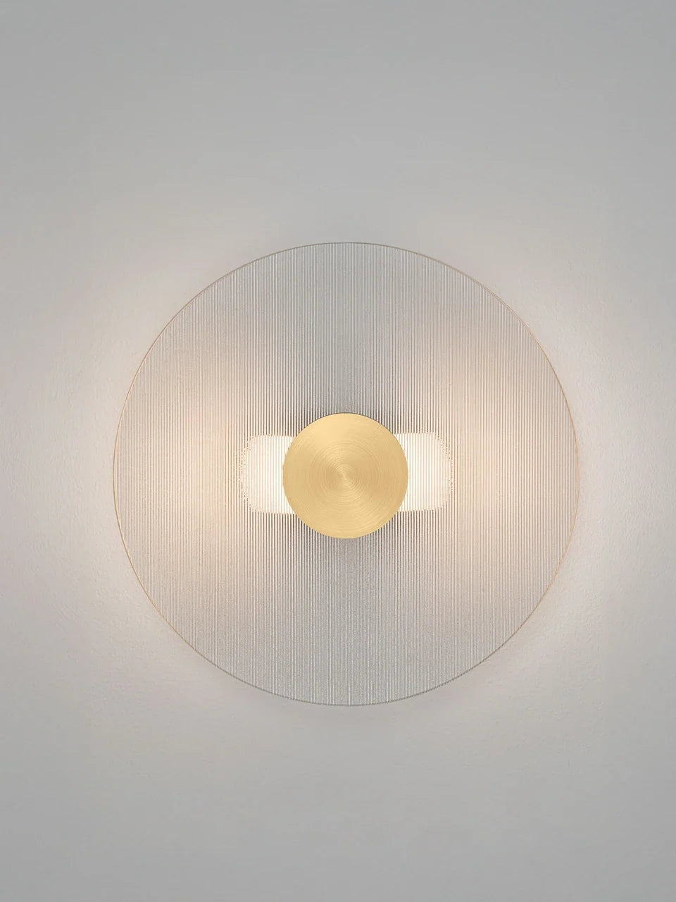 RIO Large Gold & Textured Clear Glass LED Round Wall Light - ID 15033