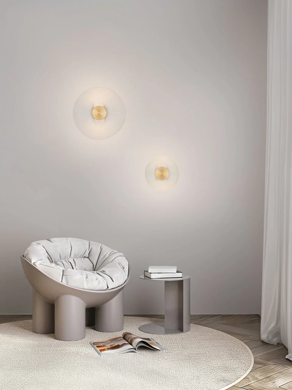 RIO Large Gold & Textured Clear Glass LED Round Wall Light - ID 15033
