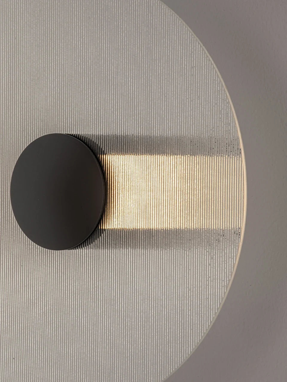 RIO Large Matt Black & Textured Clear Glass LED Round Wall Light - ID 15034