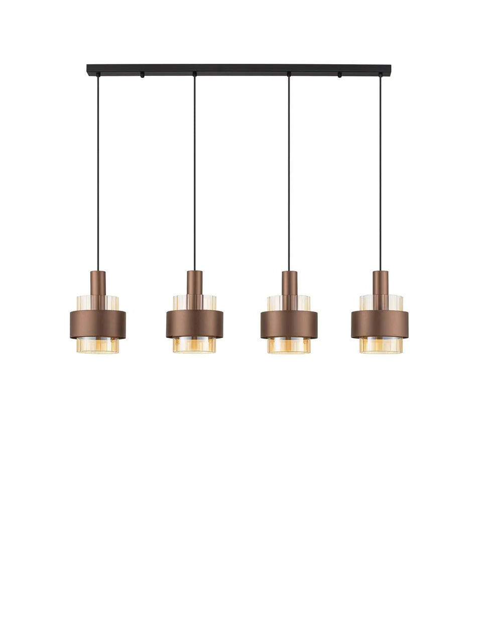 ENA Coffee & Ribbed Amber Glass 4 Light Linear Pendant - ID 14727