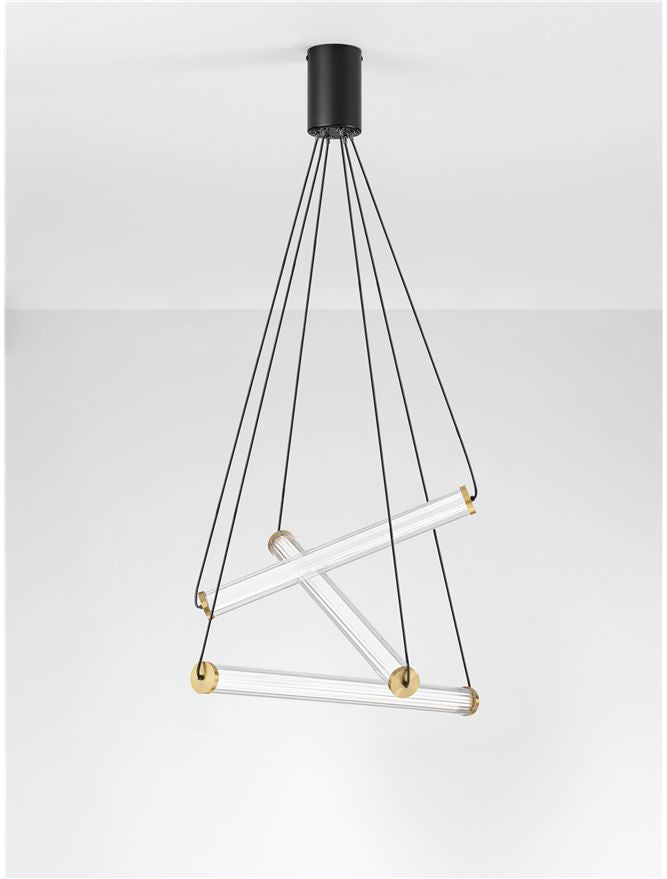 ELI Clear Glass Multi-Pendant with Gold & Black Metalwork - ID 14492