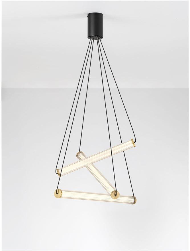 ELI Clear Glass Multi-Pendant with Gold & Black Metalwork - ID 14492