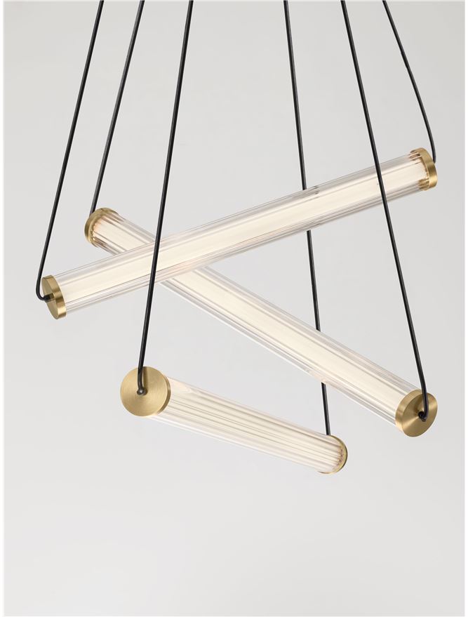 ELI Clear Glass Multi-Pendant with Gold & Black Metalwork - ID 14492