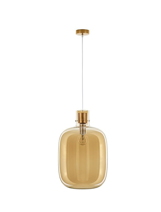 CIN Champagne Glass & Brass Gold Metal Large Single Pendant - ID 11811