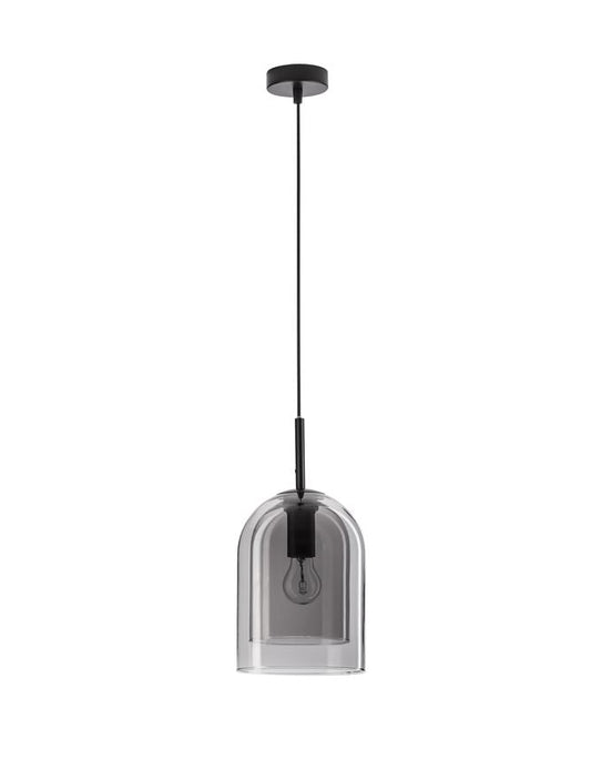 VEL Layered Smoked Glass & Black Metal Single Pendant - ID 11813