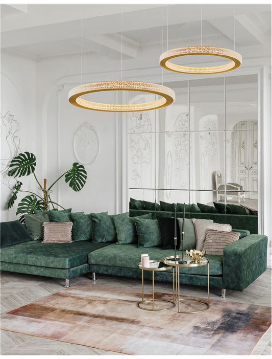FIO Dimmable Gold & Acrylic Single Ring Pendant Medium - ID 10070