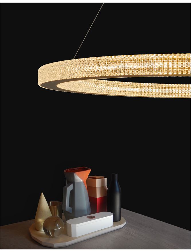 FIO Dimmable Gold & Acrylic Single Ring Pendant Large - ID 10071