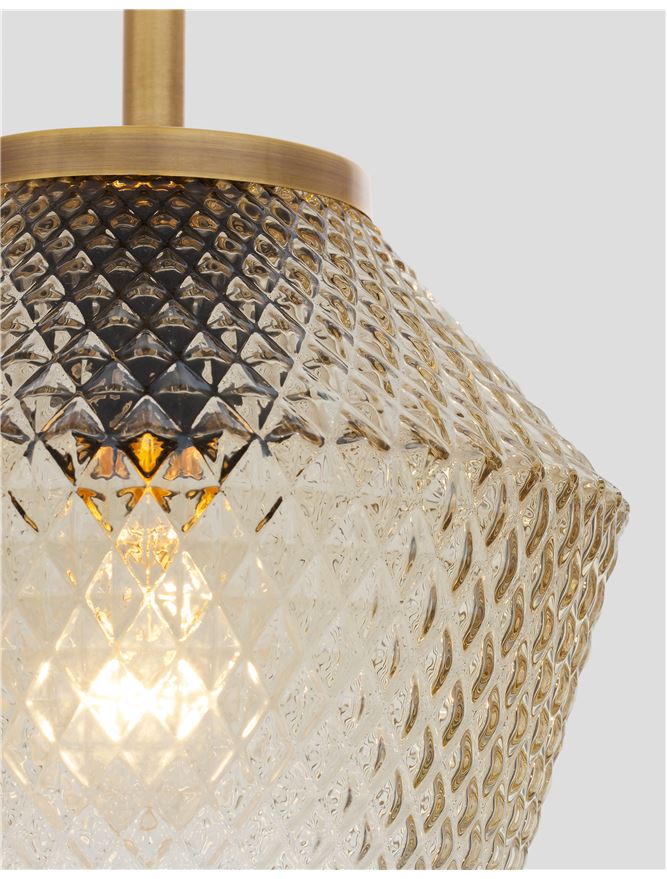 MAG Cognac Shadow Glass & Brass Finish Single Pendant - ID 10014