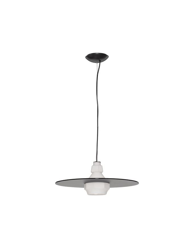 LOR Milky Glass with Matt Black Steel Medium Pendant - ID 14118