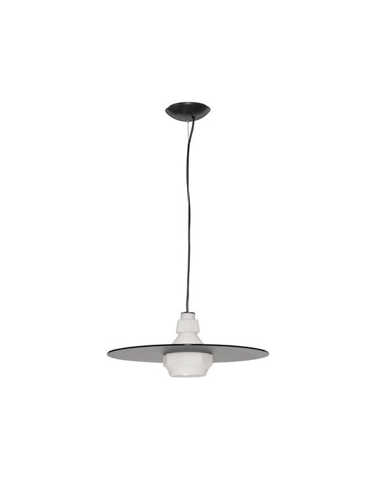 LOR Milky Glass with Matt Black Steel Medium Pendant - ID 14118